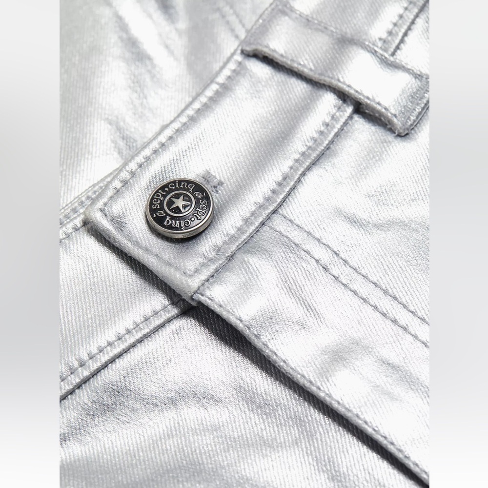 Cinq à Sept Women's Foiled Francine Pants, Silver, 0, Like New - Picture 6 of 6